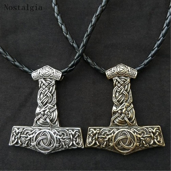 Odins Raven Slavisk Kolovrat Viking Runpärlor Halsband Herrsmycken Thor Mjolnir Hammare Amulet Runenknut Hängande