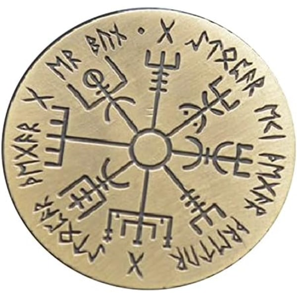 BirchRiver Wayfinder Coin - Brons - Vegvisir - Norse Compass Collector - Wayfinder (2 delar)