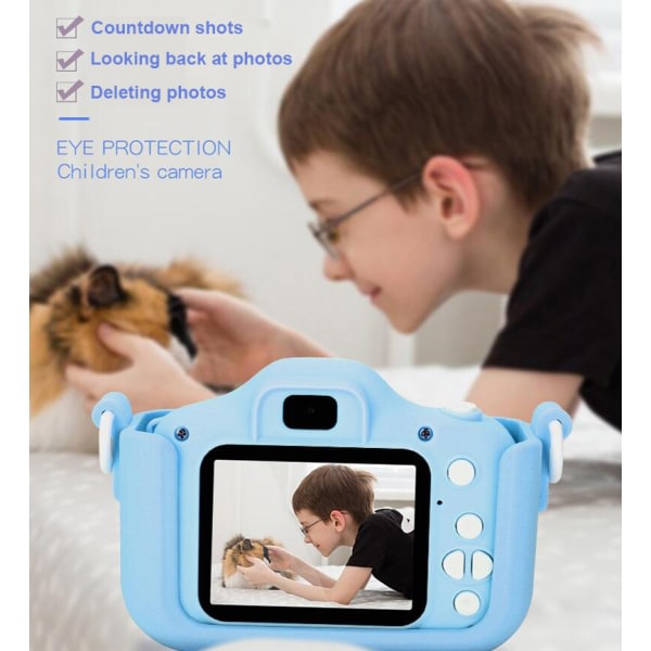Barnkamera för flickor, 20 MP HD Dual Lens Toddler Blue