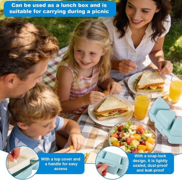 6-i-1 Onigiri Form, Trekantet Risbold Maker Med Ske, Fødevaresikker PP, Til Bento Bokse, Frokoster Og Picnics, Blå