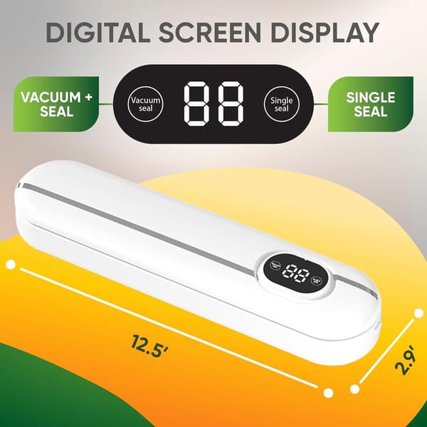 Vakuumforsegler med LED-skjerm, 2 forseglingsmoduser med 10 vakuumposer, 11 tommer forseglingslengde for matoppbevaring, måltidsforberedelse, hvit