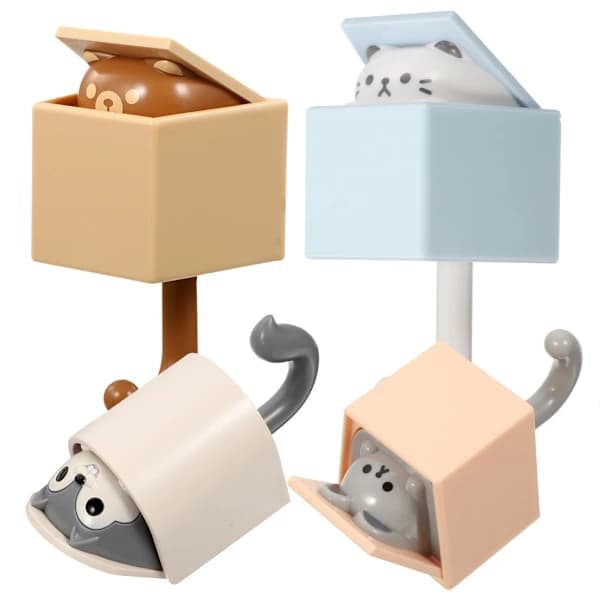 4 Cute Animal Wall Hooks Cartoon Wall Hooks Bathroom for Kitchen Office