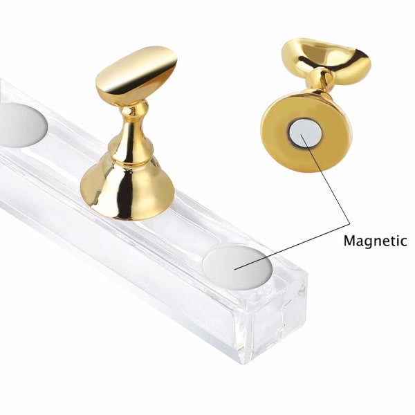 2 akryl negle skærmstativ DIY Crystal negle stativ magnetisk boremaskine holder til falske negle manicure værktøjer (sort)