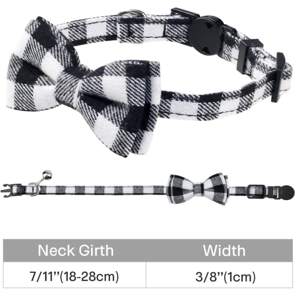 IC Anti strypning katthalsband, 1 pakke, BlackCat halsband med klokke og fluga, söta halsband for kattungar og katter