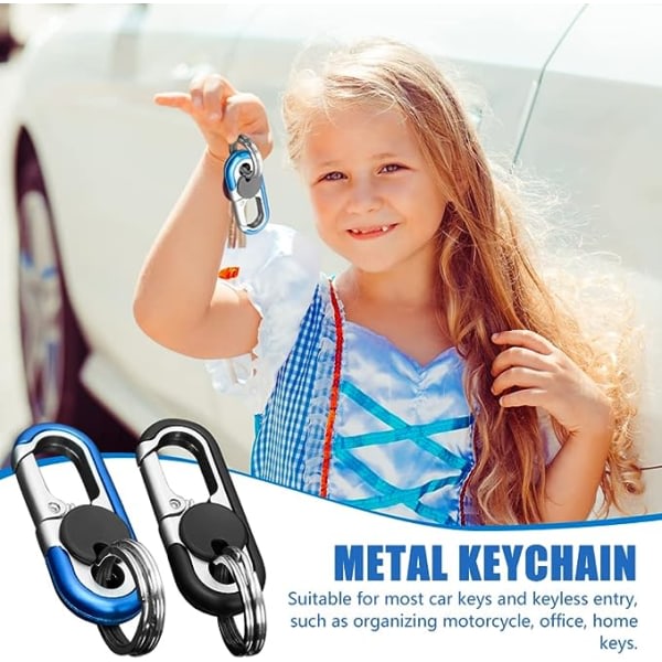 Bilnyckelring för män, 2 delar bilmetallnyckelring för bilhemmotorcykel, blå, svart IC