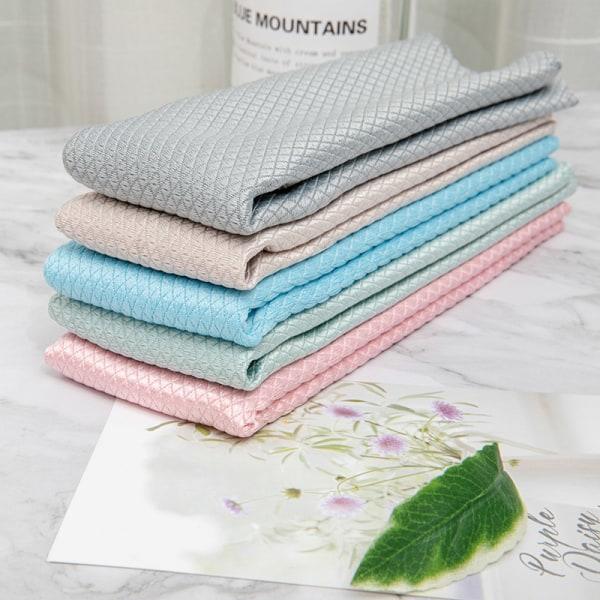 IC Fiskfjäll Stripe Glas Fönsterstäddukar - 5-pack Multifunktionella Återanvändbara Absorberande Bomull