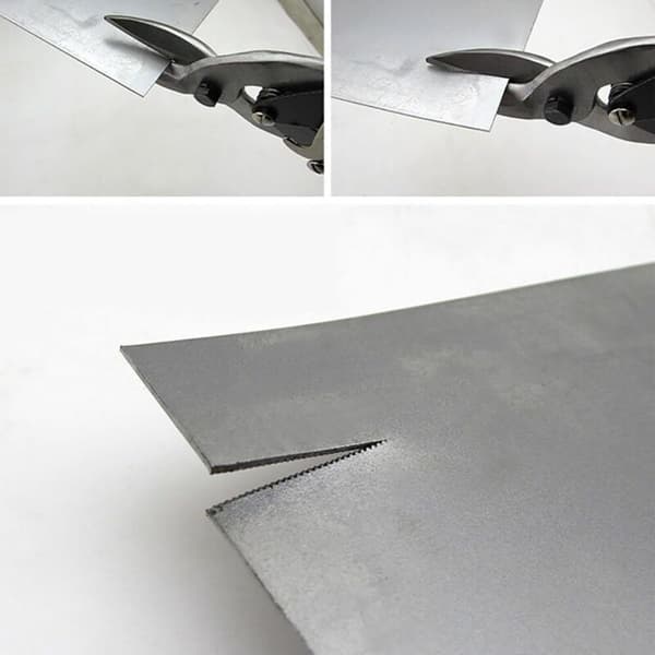 Set med 3 plåtsaxar i flygplansstål - Raka, vänster- och högerklipp..DEBUNS