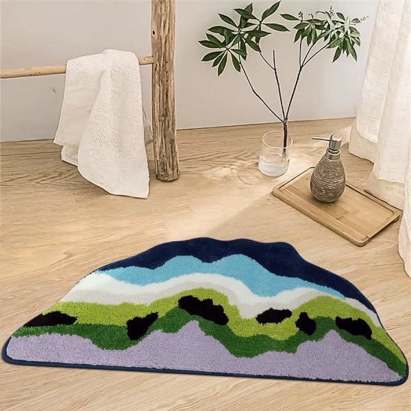 Badrumsmattor i mikrofiber, halkfria med gummibaksida, liten absorberande snabbtorkande badmatta, 19,5\"×39\"