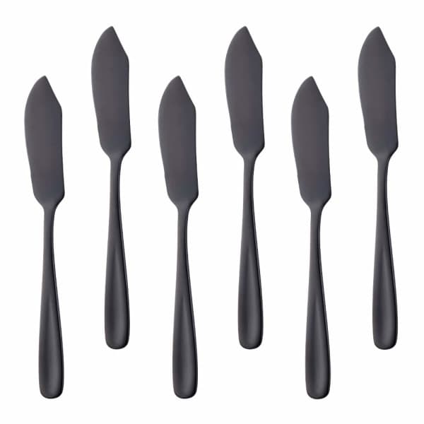 IC Smørknive i Rustfrit Stål, Sorte Ostspredere 6 stk