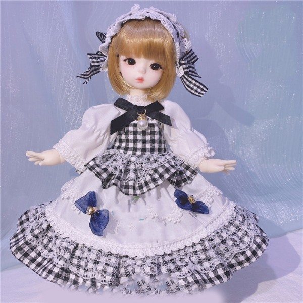 IC BJD Loli Dockdocka Lolita Kläder 1/6 BJD Tillbehör Vacker Maid A1