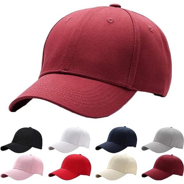 Caps for menn og kvinner - bomull, burgunder