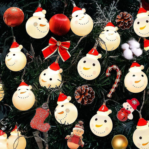 Julljus 20 /40 LED-ljus Batteridrivna Xmas Tree String Lights Christmas snowman 3m 20 lights