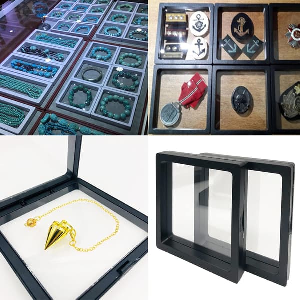 6 stk. 3D Flydende Monter, Smykkeorganisator til Displayboks, til Smykkevisning (Sort)