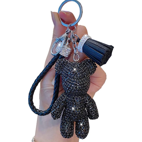 Piger Mode Luxe Diamant Bjørn Vedhæng Nøglekæde Sort IC