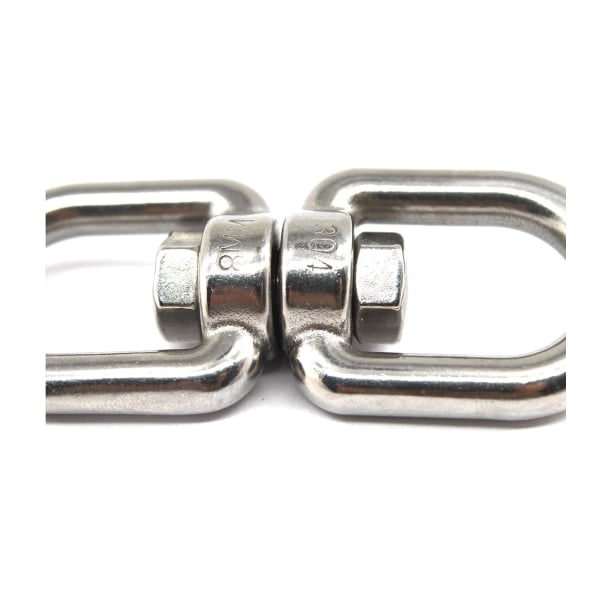 IC 304 rustfrit stål dobbelt-endede M10 drejelige shackle øje krog 8-formet ringforbindelse Perfekt til at hænge & rotere Pakke med 2 stk