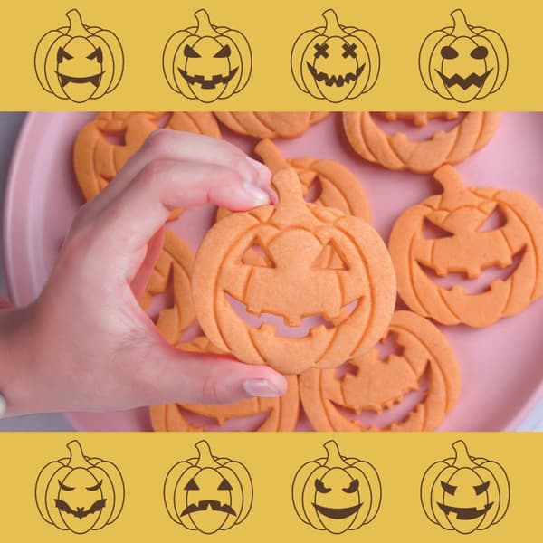 Halloween kakformset, PP-plast pumpa ansiktsformar med 8 ögon- och 8 munformer, för kakor och Halloweenfester, rosa