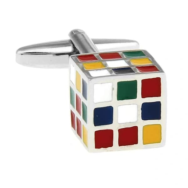 3D Rubiks Terning Manchetknapper | Unikke Skjortemanchetknapper | Til Mænd & Børn | Gaver til Bryllupper, Konfirmationer, Dåb & Begivenheder