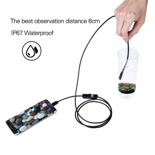 IC USB mobiltelefon endoskop inspektion fleksibel kabel vanntät 5m