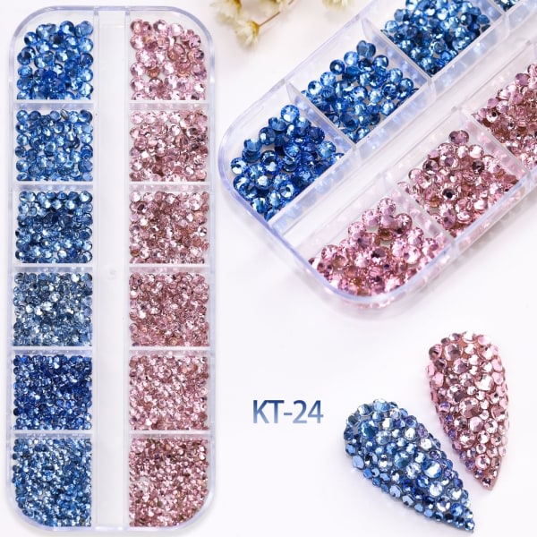 Glitter Rhinestones Flatback Glimtende steiner Nail art Krystallglass Negle edelstener Strass Tilbehør Negleperle 5