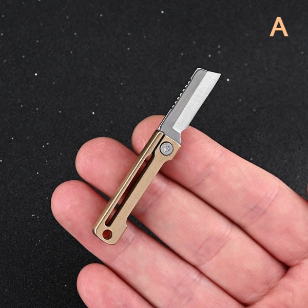 IC NYHET Mässing mini vikbar bärbar ficka nyckelring hänge EDC C A