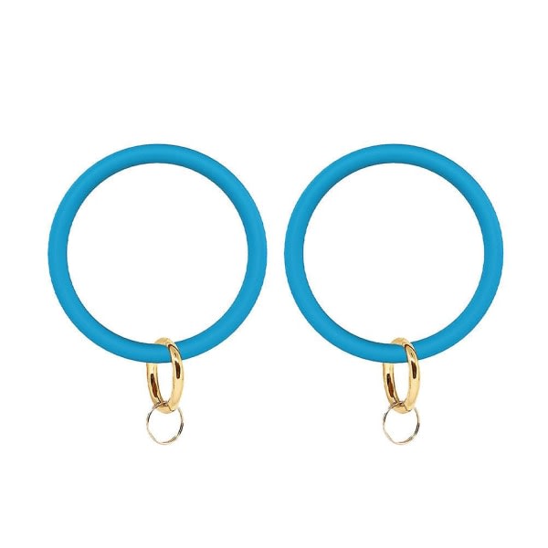 2 st silikonarmbånd stort cirkelarmbåndsarmbånd nyckelring Ringnyckelhänge Tillbehör for kvinner dam (stålblå) Grønn IC
