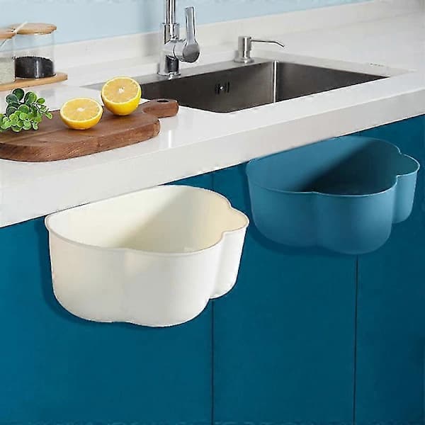 2 Pcs Wall Mounted Cloud Shaped Trash Cans Household Kitchen Waste Bins For Office Blue