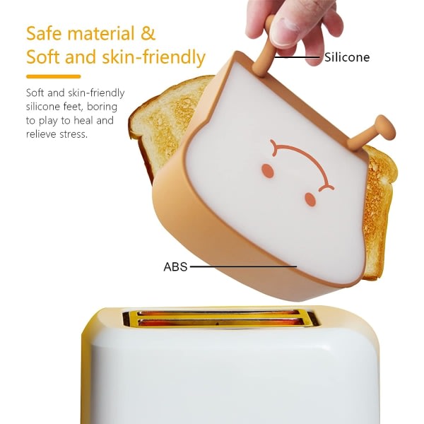 IC Toast Brød Nattlys, Myk LED Toast Lampe med Søtt Ansikt Smiler Alltid, Soveromslampe Eksamen Gaveideer