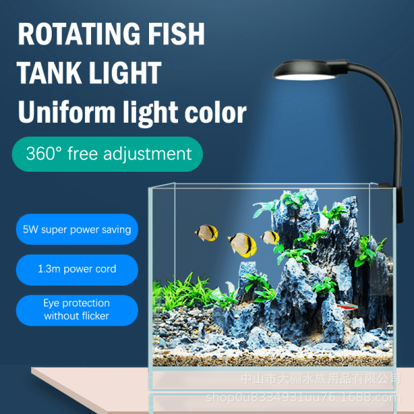 IC Fish Tanks Clip-on Lys Klemme LED Perlelys 360-graders Rota Sort