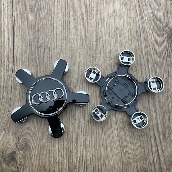 Set med 4 navkapslar 4f0601165 N hjul emblem, för 135mm navkapslar för Audi (Svart)..DEBUNS