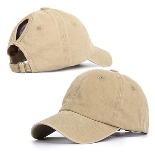 IC Vintage Hestehale Kasket Dame Justerbar Snapback Hat Sommer Khaki onesize