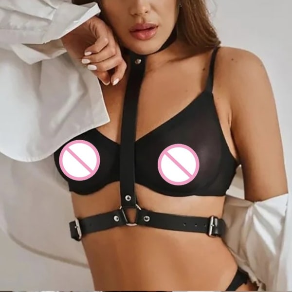 Sensuell Kroppssele for Kvinner Strumpebånd Bdsm Lær Undertøy