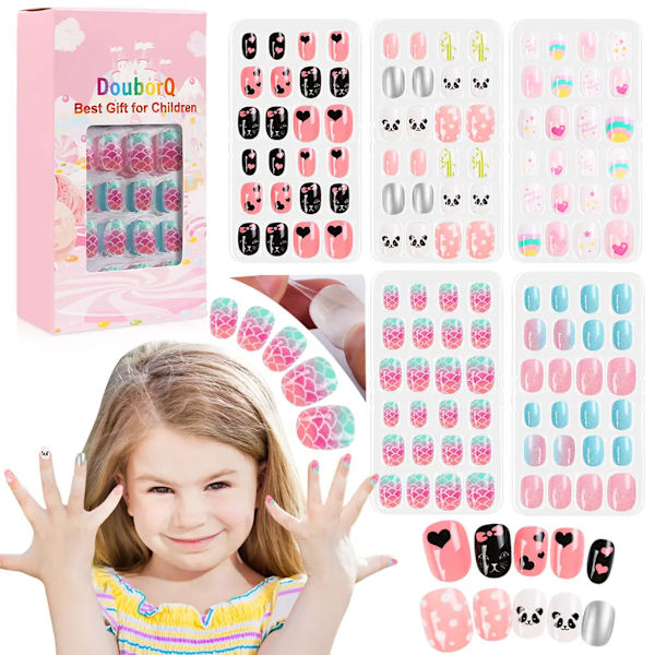120 st/set Barnens söta lösnaglar Komplett DIY Nail Art