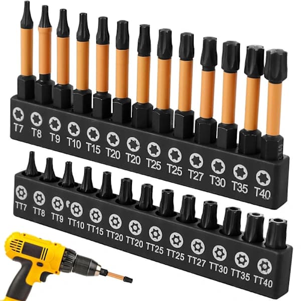 26 st T7-T40 Impact Torx Bits Set Skruvmejsel Borr Bits Säkerhet Manipuleringssäker