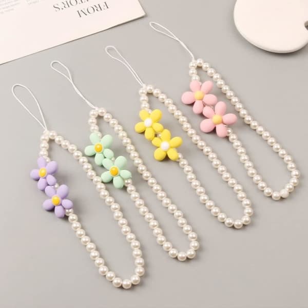 Perle Mobiltelefonkæde Simple Phone Charm Strap Anti Lost IC