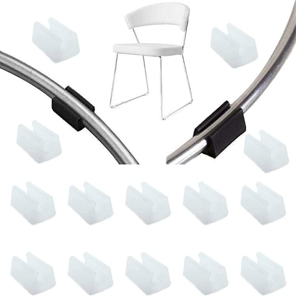 32 st Stolsbensskydd Rörändskydd Möbelskydd Golvskydd U-formade Plast Stolsbensskydd, Stolsbensskydd Silikon Rörklämma (14mm, Vit)
