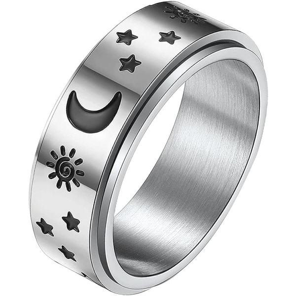IC Spinnerringe i Titan i Rustfrit Stål Mån og Stjerne Fidget Ring Stresslindrende Angst Ring - 5-75 (løber små)