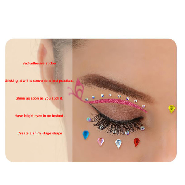 IC Crystal Butterfly Eyeliner Ansiktsband Makeup Sticker för Festiv FE8112