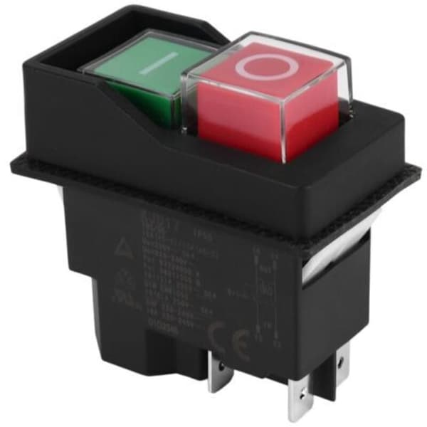 Elektromagnetiska tryckknappsbrytare för trädgårdsredskap KJD17 220V 4 stift -terminaler