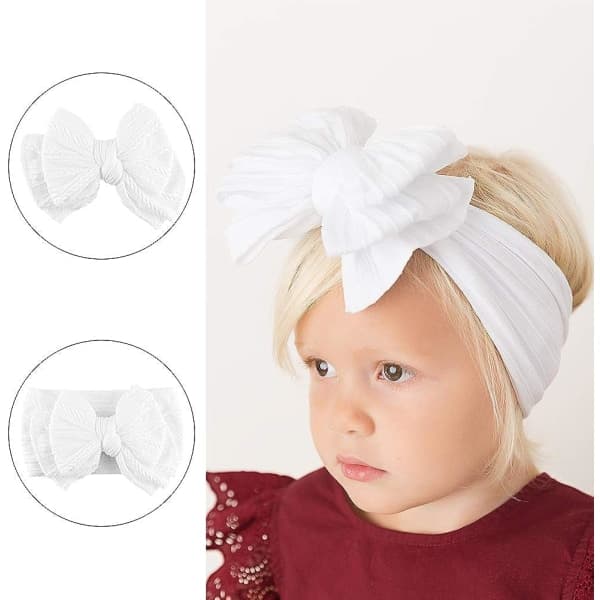Hårband för baby med rosett, handgjorda i stretchigt nylon