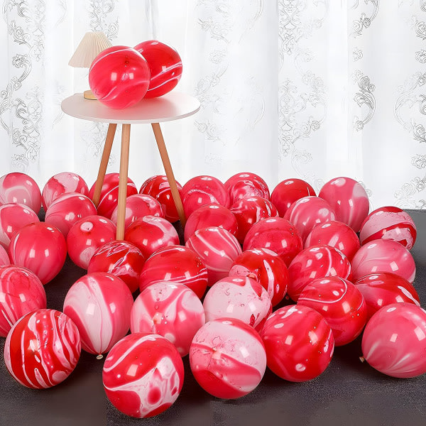 IC Röda Tie Dye Ballonger 30 STK 12 Inch Agat Marmor Latex Swirl Ballonger För Tie Dye Födelsedagsfest Tillbehör, Candyland