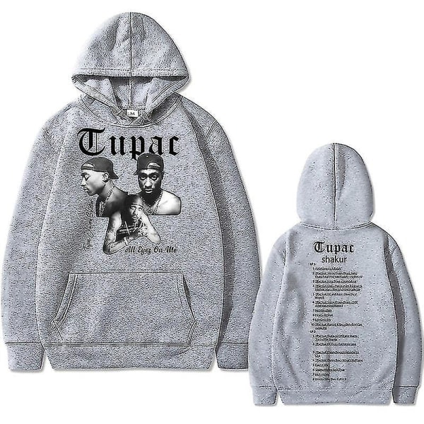 Rapper Tupac 2pac Hip Hop Hoodie Mænds Mode Luvtrøjer Mænd Kvinder Oversized Trøje Mænd Sort Streetwear Mænd Vintage Sweatshirt Sort M
