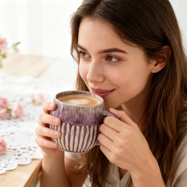 Handgjord Raku-glaserad keramikmugg, 600 ml, mikrovågs- och diskmaskinssäker, för kaffe, te och soppa, röd