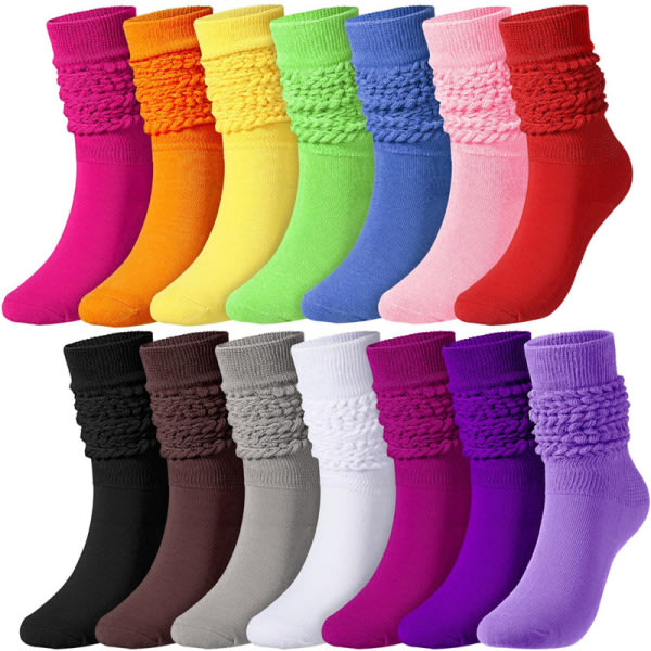 14 par Scrunch strumpor for women - fargeglada 80-tals neon Slouchy strumpor