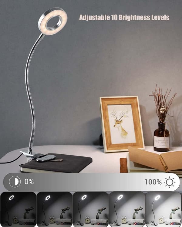 LED-lukuvalo, 3 tilaa, 10 himmennystasoa, joustava kiinnityslamppu