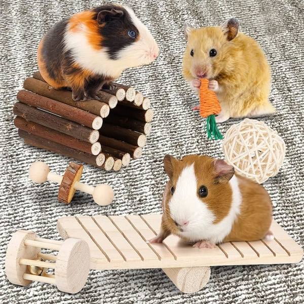 IC Hamster Tuggleksak Set Små Molar Djur Leksaker Tandvård Trä