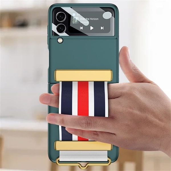 IC Tunt telefonfodral för Samsung Galaxy Z Flip 3 justerbar färgstång svart