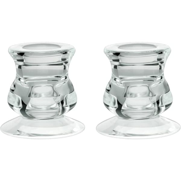 IC 2-pak lysestager af klart glas Lysestager søjlelys