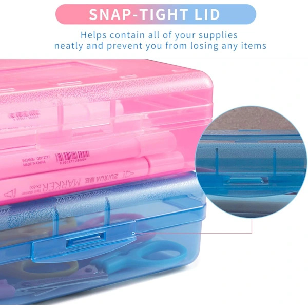 3-pack Large Hard Cases, Bulk Plastic Pencil Cases with Airtight Lid