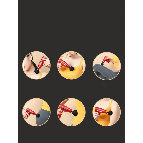 IC Massagepistol mini med 6 hastigheder, 4 massagehoveder
