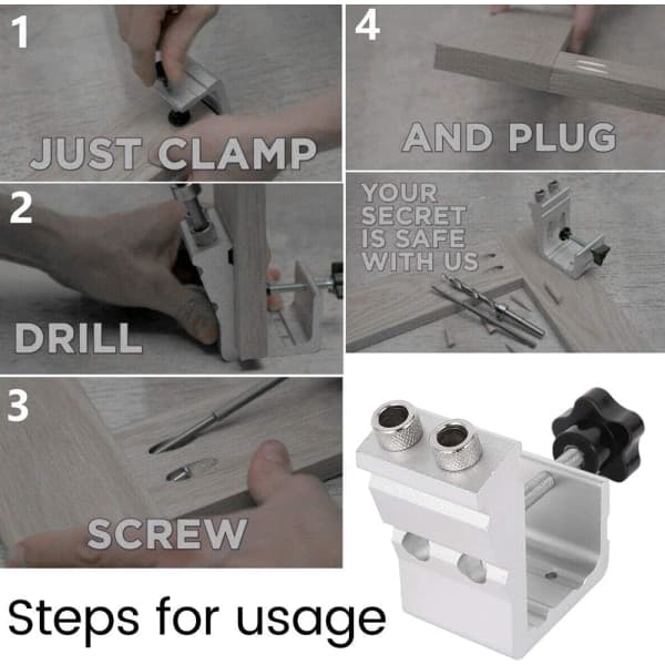 IC Pocket Hole Jig Kit Verktøy System Trebearbeidingsguider Leddvinkel